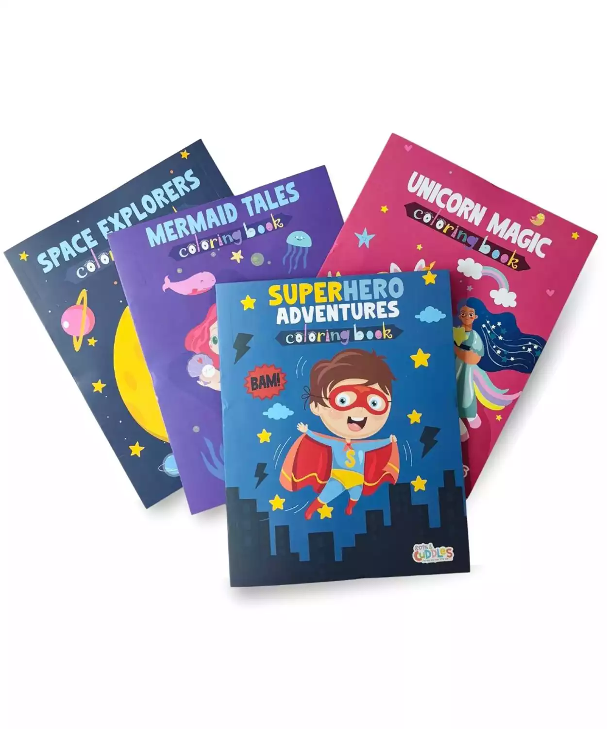 Astro,Superhero,Unicorn & Mermaid Design Colouring Book (Pack of 4)